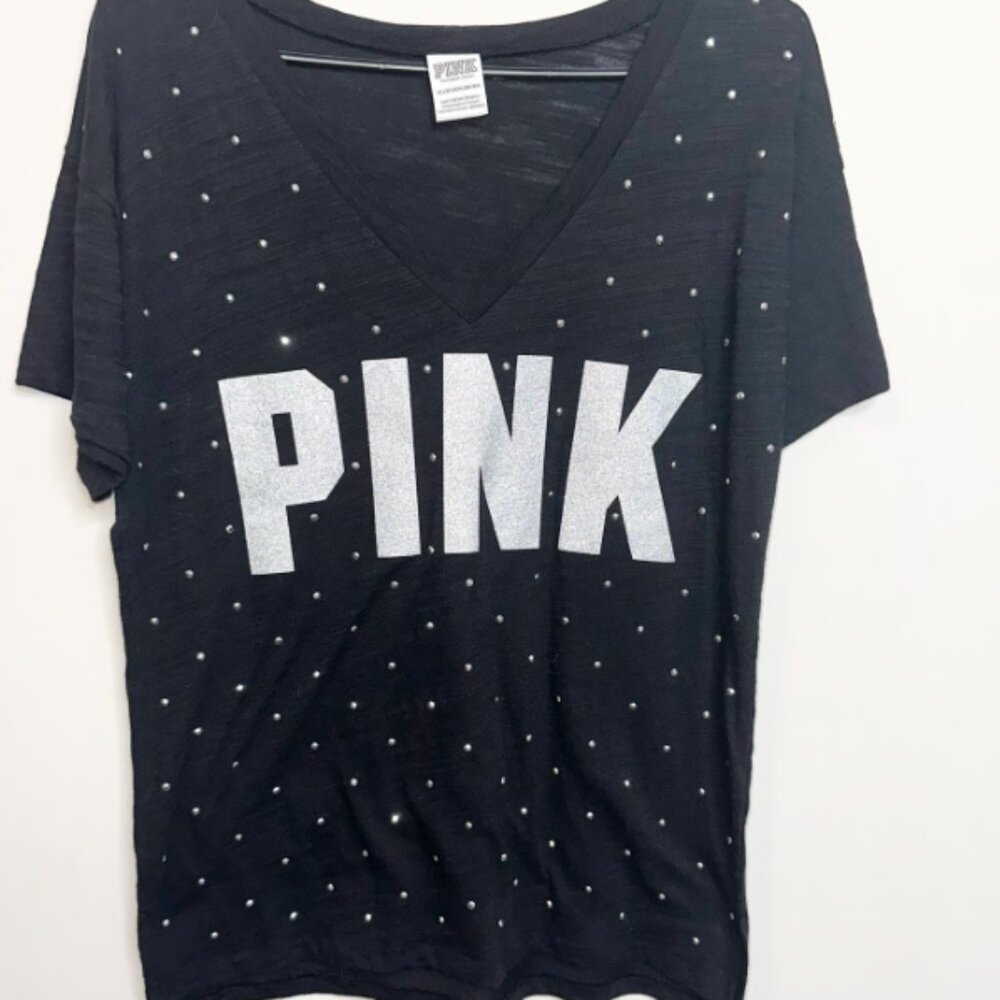 Victoria’s Secret PINK Bling Gem Black Tee!
